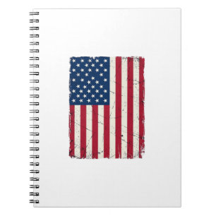 Vintage Distressed American Flag Vector Shirt Desi Notebook