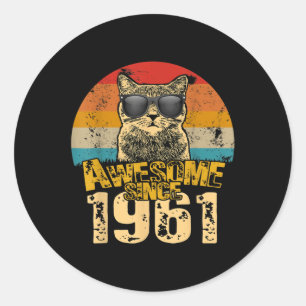 Vintage Distressed Awesome Since 1961 61 Years Old Classic Round Sticker