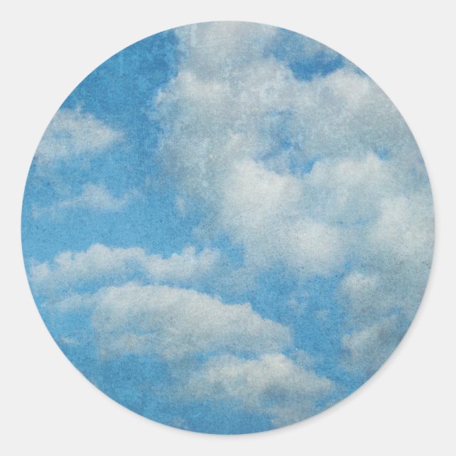 Vintage Distressed Clouds Background Classic Round Sticker (Front)