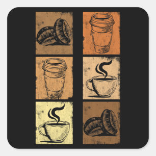 vintage distressed coffee, caffeine addicts gift square sticker