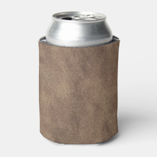 Vintage Distressed Cognac Leather Texture Can Cooler