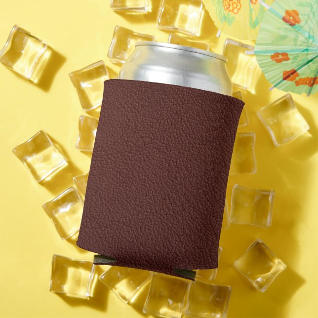 Vintage Distressed Cognac Leather Texture Can Cooler (In Situ Summer)