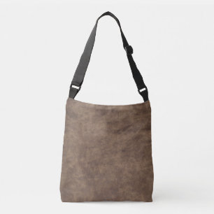 Vintage Distressed Cognac Leather Texture Crossbody Bag