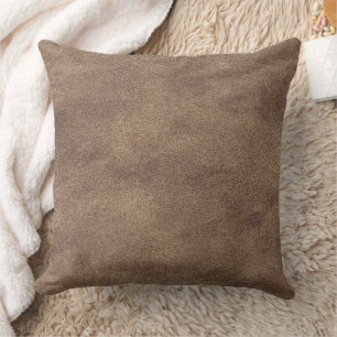 Vintage Distressed Cognac Leather Texture Throw Pillow