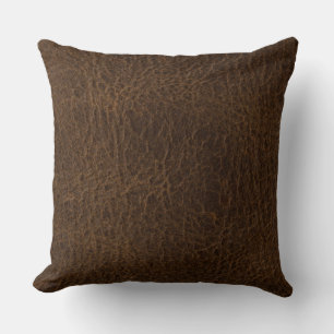 Vintage Distressed Cognac Leather Texture Throw Pillow