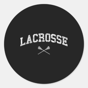 Vintage Distressed Design That Says Lacrosse  Classic Round Sticker