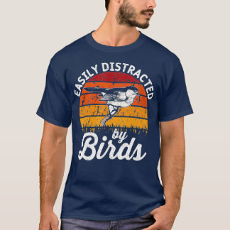 Vintage Distressed Easily Distracted By Birds T-Shirt
