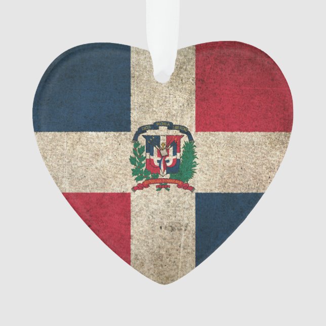 Vintage Distressed Flag of Dominican Republic Ornament (Front)