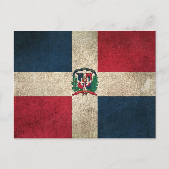 Vintage Distressed Flag of Dominican Republic Postcard (Front)