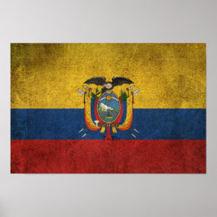 Vintage Distressed Flag of Ecuador Poster