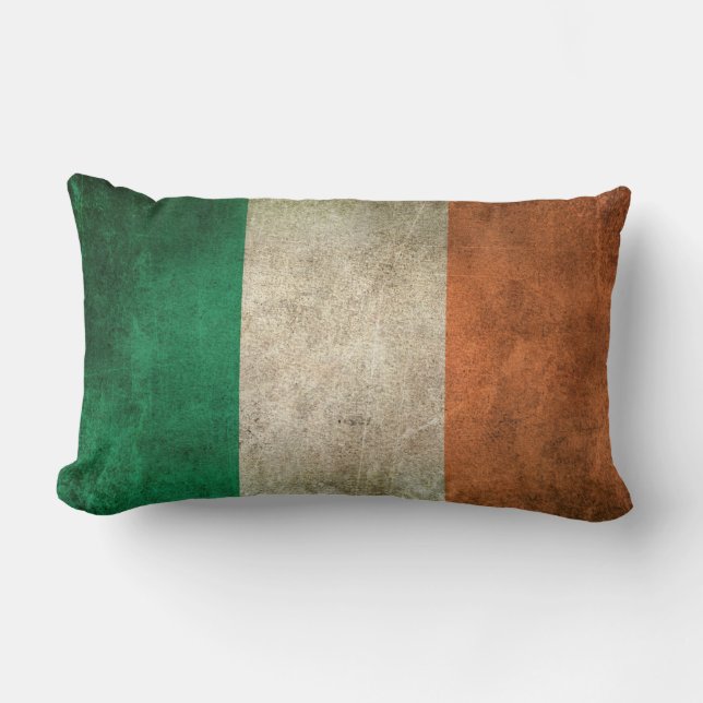 Vintage Distressed Flag of Ireland Lumbar Pillow (Front)