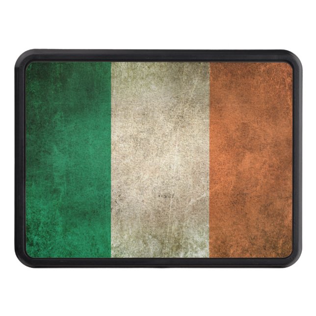 Vintage Distressed Flag of Ireland Trailer Hitch Cover (Front)