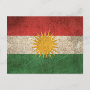 Vintage Distressed Flag of Kurdistan Postcard