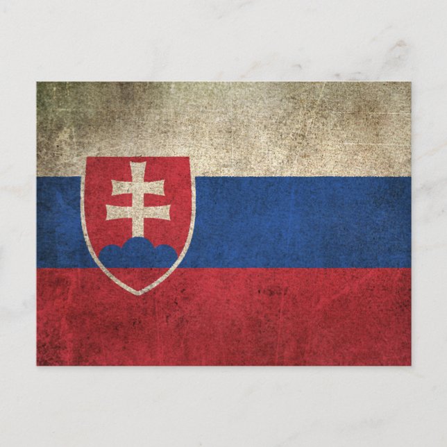 Vintage Distressed Flag of Slovakia Postcard (Front)