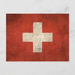 Vintage Distressed Flag of Switzerland Postcard