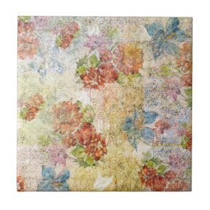 Vintage Distressed Flower Pattern Tile