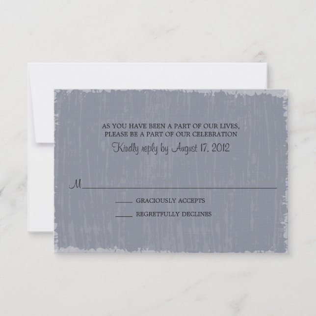 Vintage Distressed Grey RSVP Card (Front)
