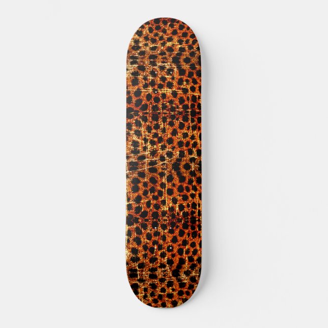 Vintage Distressed Grunge Cheetah Animal Print Skateboard (Front)