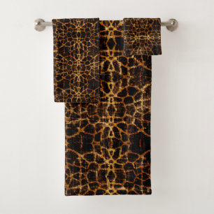 Vintage Distressed Grunge Giraffe Animal Print Bath Towel Set
