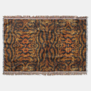 Vintage Distressed Grunge Tiger Animal Print Throw Blanket
