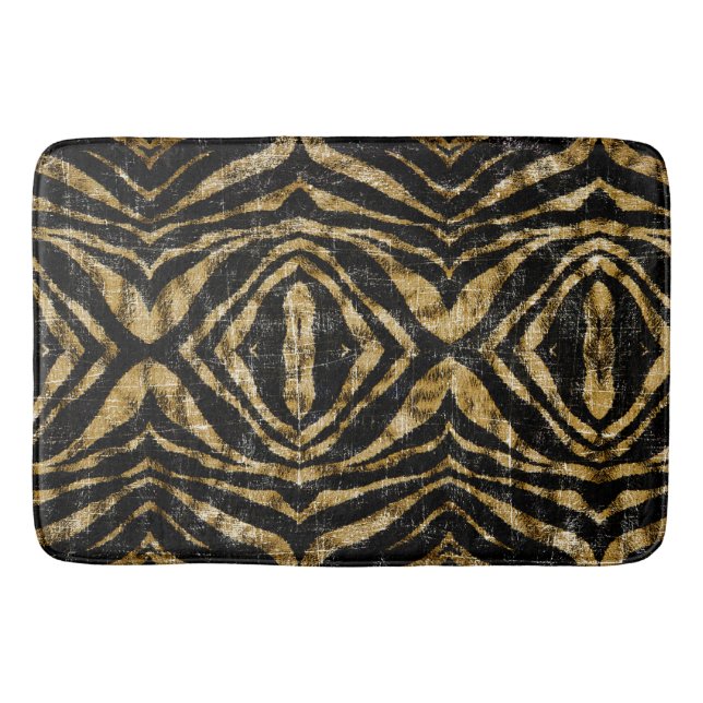 Vintage Distressed Grunge Zebra Animal Print Bath Mat (Front)