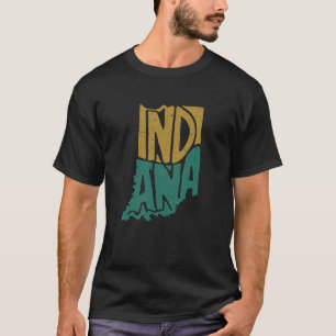 Vintage Distressed Indiana State Map Outline T-Shirt