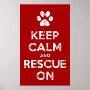 Vintage Distressed Keep Calm And Rescue On Poster