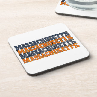 Vintage Distressed Massachusetts Stacked Typograph Coaster