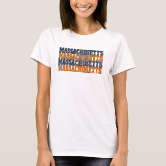 Vintage Distressed Massachusetts Stacked Typograph T-Shirt
