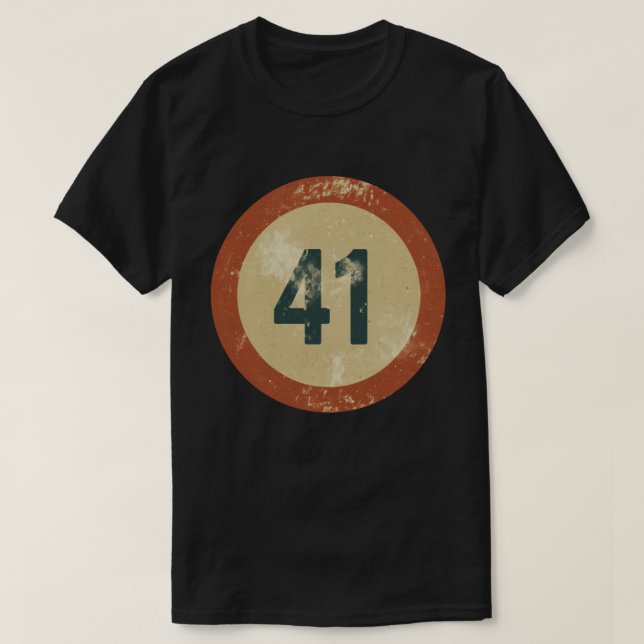 Vintage Distressed Number 41 T-Shirt (Design Front)