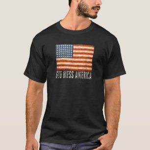 Vintage Distressed Painted American Flag God Bless T-Shirt