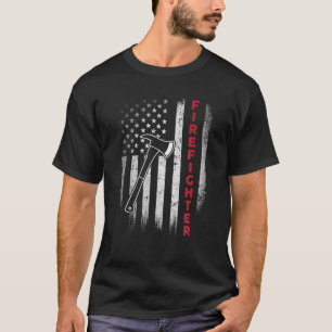 Vintage Distressed Patriotic Firefighter American T-Shirt