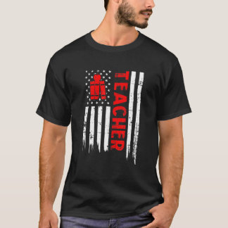 Vintage Distressed Patriotic Teacher American USA T-Shirt