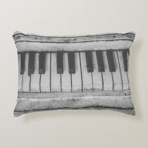 Vintage Distressed Piano Keyboard Pillow