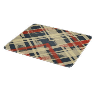 Vintage Distressed Plaid – Rustic Navy & Red Retro Cutting Board