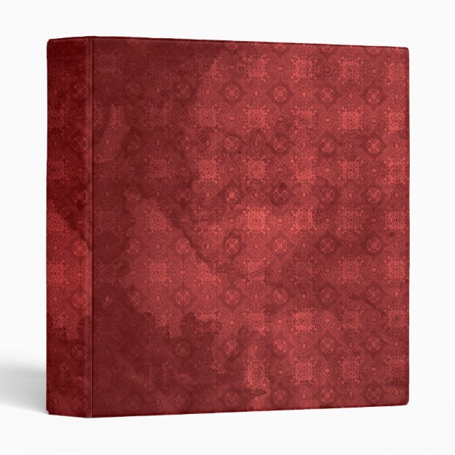 Vintage Distressed Red Pattern Binder (Front/Spine)