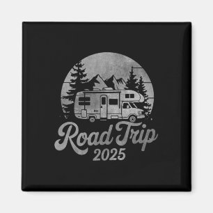 Vintage Distressed Road Trip 2025 Rv Camping Tee  Magnet