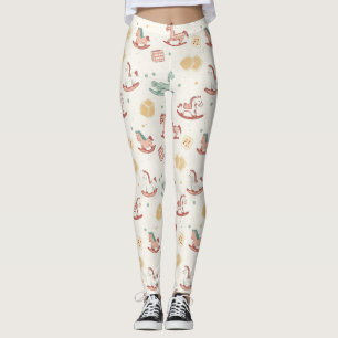 Vintage Distressed Rocking Horse Pattern (1) Leggings
