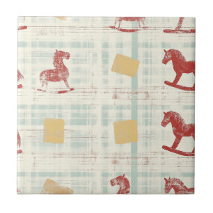 Vintage Distressed Rocking Horse Pattern (3) Tile