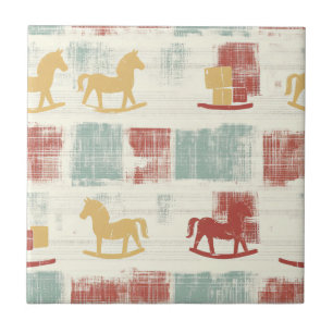 Vintage Distressed Rocking Horse Pattern (4) Tile