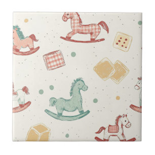 Vintage Distressed Rocking Horse Pattern Tile