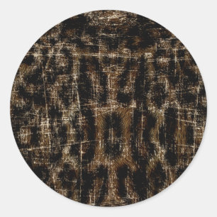 Vintage Distressed Snow Leopard Animal Print Classic Round Sticker