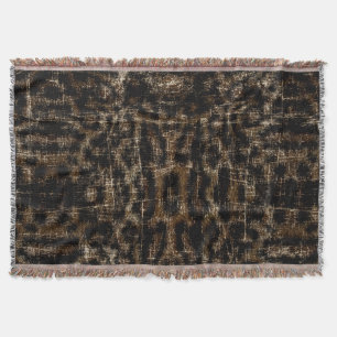 Vintage Distressed Snow Leopard Animal Print Throw Blanket