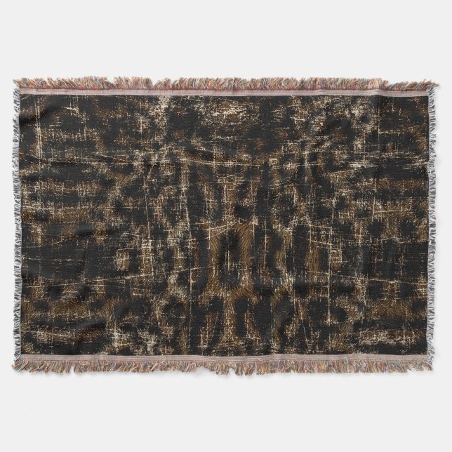 Vintage Distressed Snow Leopard Animal Print Throw Blanket (Front)