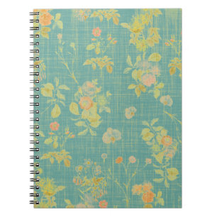 Vintage Distressed Spring Floral Teal Pattern Notebook