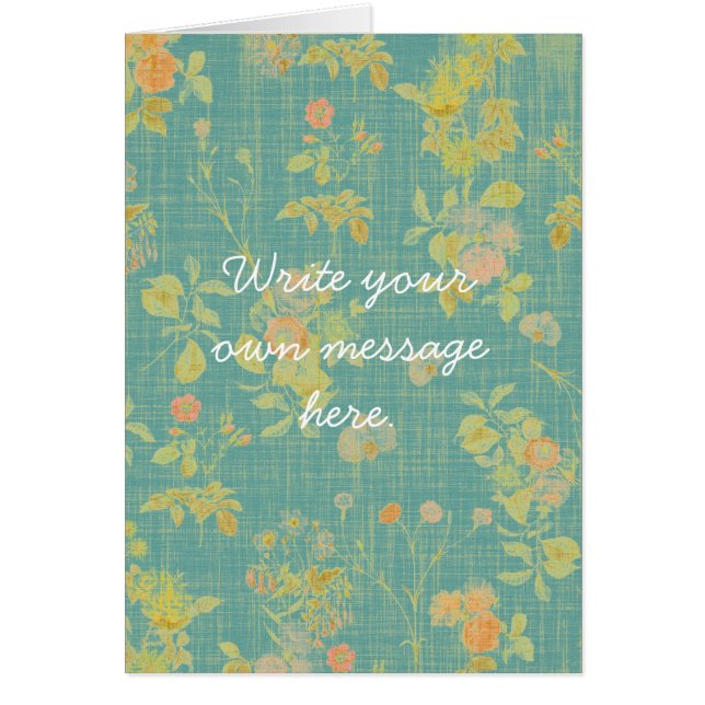 Vintage Distressed Spring Teal Floral Custom Text (Front)