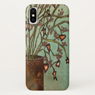 Vintage Distressed Tin Vase with Hearts Tree Case-Mate iPhone Case