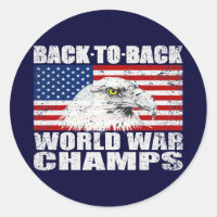 Vintage Distressed U.S. World War Champs Stickers