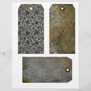 Vintage Distressed Wallpaper Junk Journal Tags No3