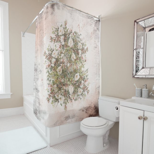Vintage Distressed White Boho Rose (In Situ)